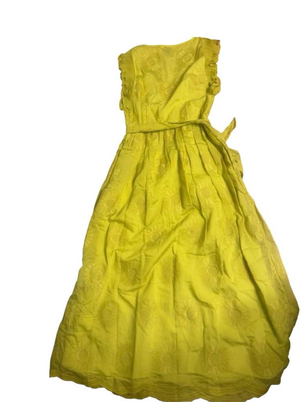 kate spade Lemon-Green Sleeveless V-Neck Maxi Dress with Tie Waist - Picture 3 of 5